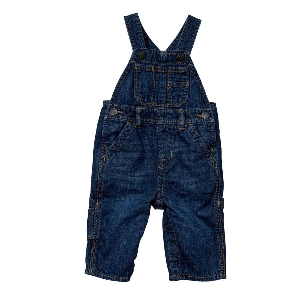 Baby Gap Denim Overalls Baby Unisex 6-12M Blue Carpenter Snap Inseam